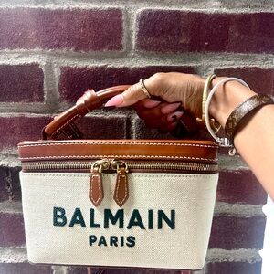 Balmain Paris Cream and Brown Handbag